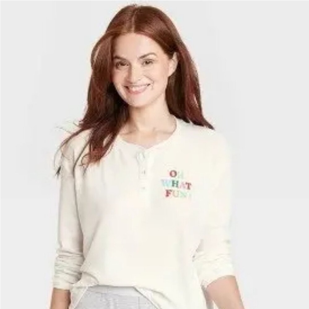 NWT SET Wondershop Women's Thermal Pajama Top & Striped Pants Rainbow Cream - Picture 5 of 6